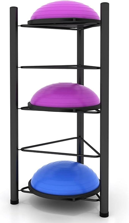Balance Ball Half Rack, Iron Exercise Balls Holder for Home Gym, Floor Stand Balance Trainer Shelf