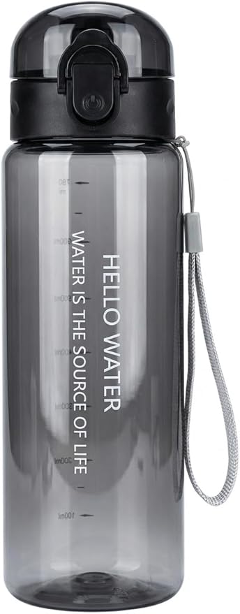 26oz Motivational Water Bottle with capacity Marker & Strainer, Leakproof BPA-Free Sports Bottle with Carry Lanyard, One-Click Open for Gym, Fitness, Camping, and Outdoor Activities