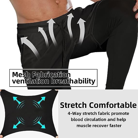 OEBLD Mens 2 in 1 Athletic Running Pants Quick Dry Gym Workout Shorts for Men Compression Pants with Pockets