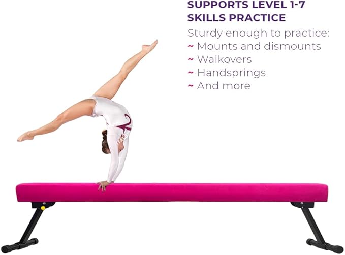 6ft Ultrasimple Adjustable&Foldable Balance Beam,High-Low Floor Beam Suede Gymnastics Equipment,No Tool Require, Gymnastics Beam for Training&Professional HomeTraining