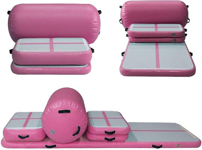 AKSPORT 5pcs Set of Inflatable Gymnastics Air Mat Tumble Track Tumbling Mat Floor Mats with Electric Air Pump for Home Use/Training/Cheerleading/Beach/Park and Water