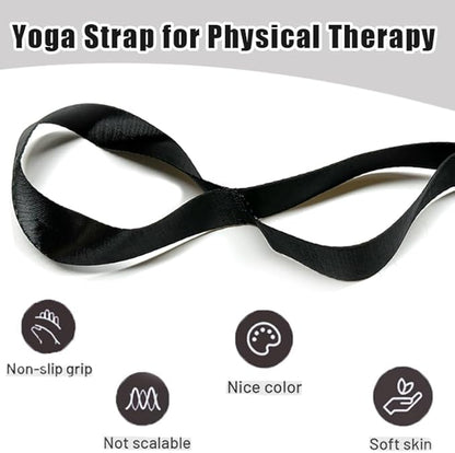 Oak-Sports Stretching Strap Yoga Strap for Physical Therapy with 10 Loops, Yoga Straps for Stretching, Upgraded Non-Elastic Stretch Band for Pilates, Dance and Gymnastics with Workout Guide