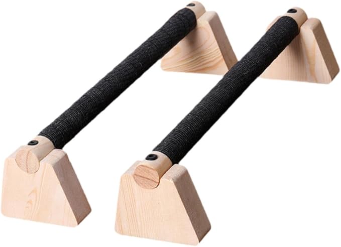 2Pcs Wood Push Up Bars for Adults, Non-Slip Base Parallettes for Strength Training, Planks, Calisthenics, Home Workout Equipment- 40CM