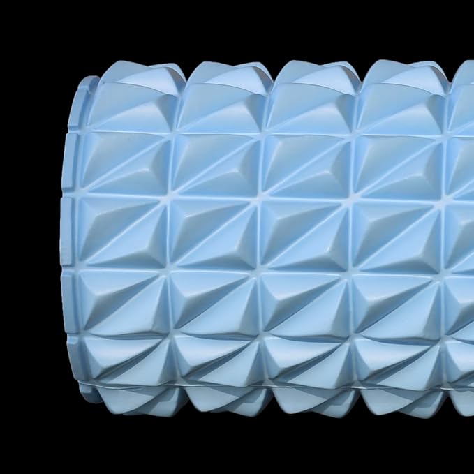 High Density 13-Inch Foam Roller – Wave Textured Deep Tissue Massage Roller for Back & Muscle Recovery, Pilates, Yoga & Full Body Fitness – Blue
