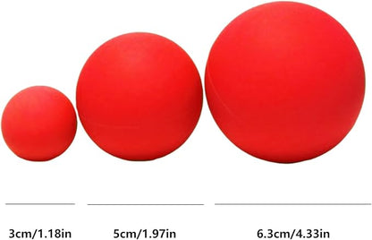 Set of 3 Massage Balls of Different Sizes, Therapy Ball for Muscle Relief and Yoga Relaxation, Massage Ball for Back,Hands and Feet (RED)