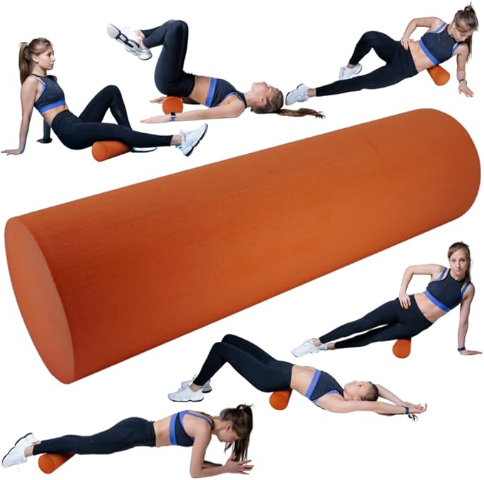 High-Density Foam Roller for Muscle Recovery & Massage, 13" x 3.75" EVA Firm Roller for Warm-Up/Cooldown, Yoga & Pilates, Includes Carry Case (Orange)