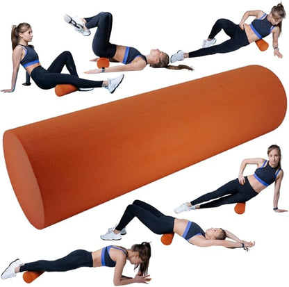 High-Density Foam Roller for Muscle Recovery & Massage, 13" x 3.75" EVA Firm Roller for Warm-Up/Cooldown, Yoga & Pilates, Includes Carry Case (Orange)