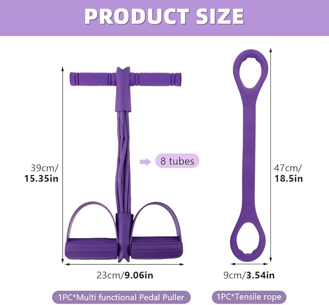 21 Fitness Resistance Bands with Pedal Ankle Puller, Full Body Strength Training Equipment for Home Gym, Sit Up Assist, Toning Arms, Legs, Waist