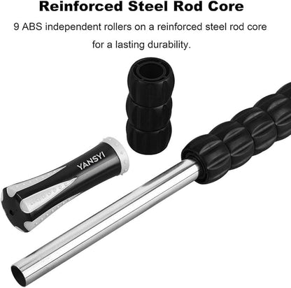 YANSYI Professional Muscle Recovery Roller - 9-Roller Deep Tissue Massage Stick for Post-Workout Soreness, Leg & Back Pain Relief - Portable Physio Tool for Athletes. (White)