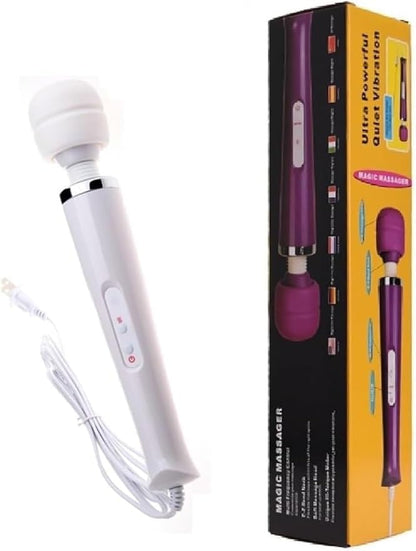 Massager Big Tool Deep Tissue Full Body Massager for Muscle Relief Back Neck Hand Foot Leg Arm Massage Powerful Handheld Tool for Women Muti Speeds (White Big and Pink Massage Tool)