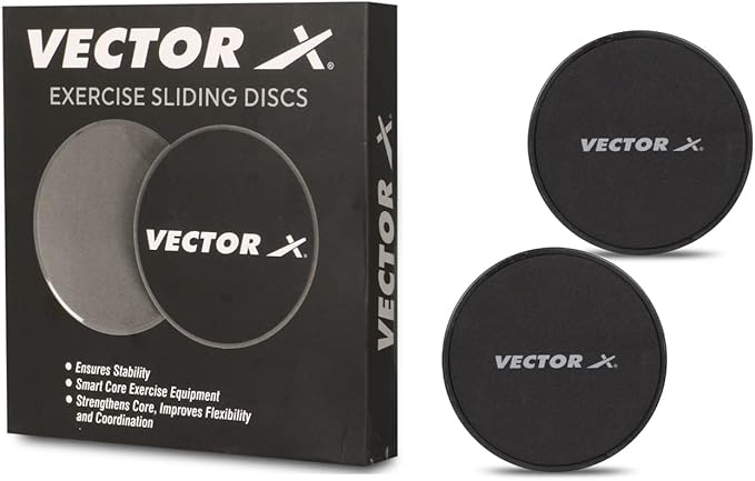 Vector X Core Sliders Dual Sided Gliding Disc Double Sided Gliding Discs Total Body Workout Equipment Exercise Core Sliders- Dual Sided Gliding Discs,Ab, Back, Hip Leg Exercise Gear for Gym Home