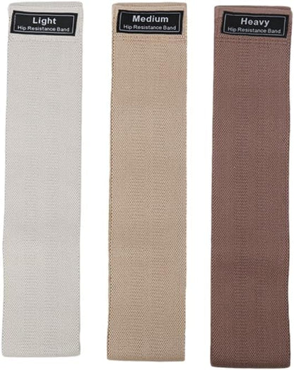 Hip Resistance Bands Set, 3 Resistance Levels - Light, Medium, Heavy, with Carry Pouch
