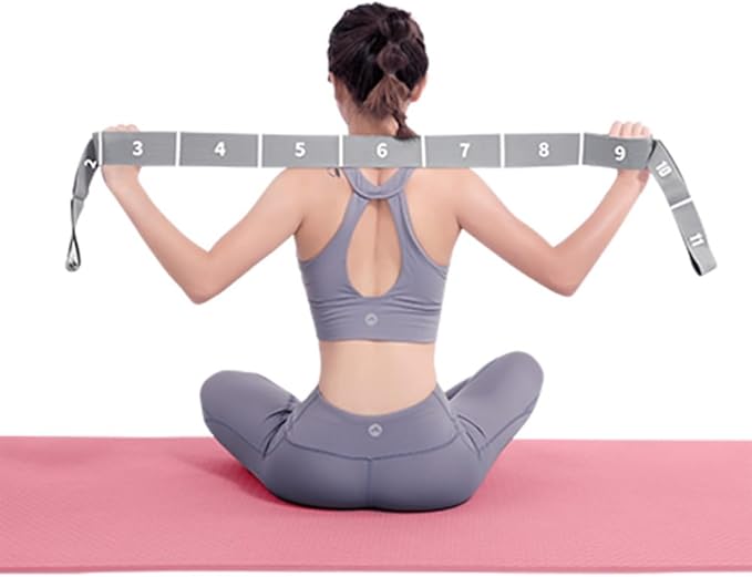 2-Pack Yoga Straps with 11 Loops - Adjustable Elastic Stretching Bands for Pilates, Dance, Ballet Gymnastics & Physical Therapy, Multifunctional Flexibility Exercise Equipment