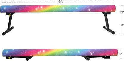 6ft Ultrasimple Adjustable&Foldable Balance Beam,High-Low Floor Beam Suede Gymnastics Equipment,No Tool Require, Gymnastics Beam for Training&Professional HomeTraining