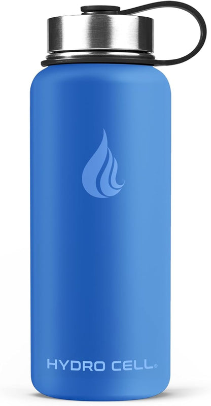 HYDRO CELL Stainless Steel Insulated Water Bottle with Straw - For Cold & Hot Drinks - Metal Vacuum Flask with Screw Cap and Modern Leakproof Sport Thermos for Adults (Denim 32oz)