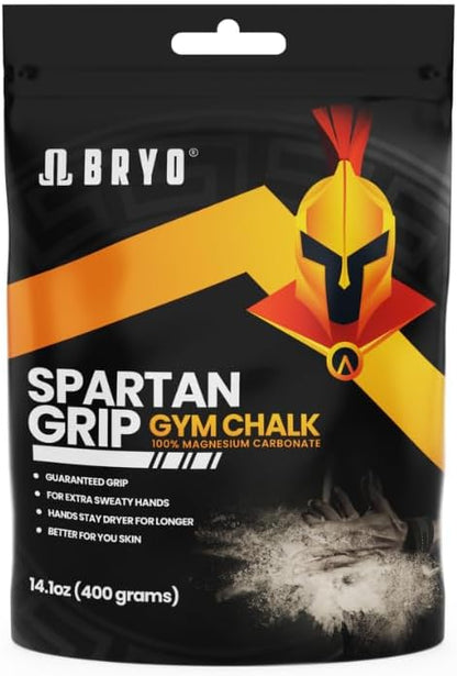 BRYO Spartan Grip Loose Chalk Bag Refill - 14.1oz - Premium Sports Chalk for Enhanced Grip - Ideal for Weightlifting, Climbing, Gymnastics, and More