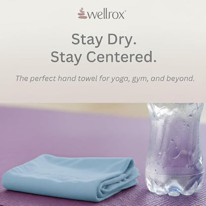 Wellrox Microfiber Yoga Hand Towel – Super Soft, Quick-Dry, Non Slip Yoga Towel for Hot Pilates, Gym & Workouts (26.5" x 16", Blue)