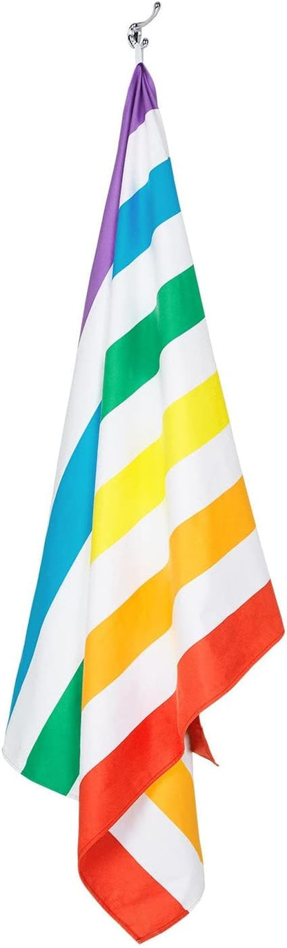 Dock & Bay Beach Towel - Quick Dry, Sand Free - Compact, Lightweight - 100% Recycled - Includes Bag - Summer - Rainbow Skies - Extra Large (200x90cm, 78x35)
