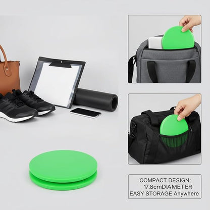 2Pcs Core Sliders for Full - Body Workout | Fast Speed Slide Plate for Balance & Coordination | Round Gliding Discs for Home/Gym/Travel | Lightweight & Portable, Green