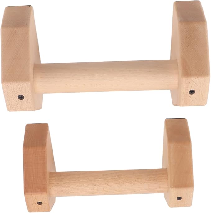 2pcs Wooden Push Up Handles, Anti - Slip Beech Wood Pushup Bars with Silicone Pads, Joint - Friendly Parallettes for Calisthenics Handstands Home Gym Use