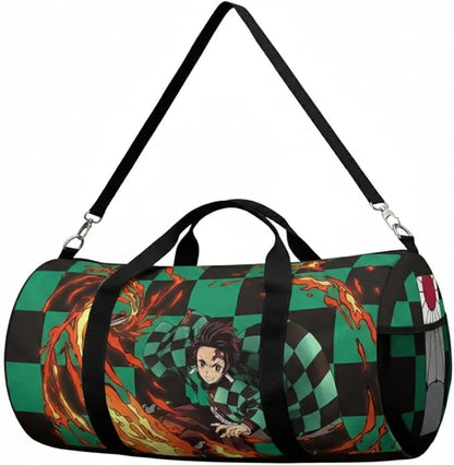 Anime Gym Bag for Women Men - Large Capacity Waterproof Workout Fitness Travel Sports Bags Fashion Street Camping ExpandaCLe Carry On Duffle Bag For Couple (Green Tanj) PTY