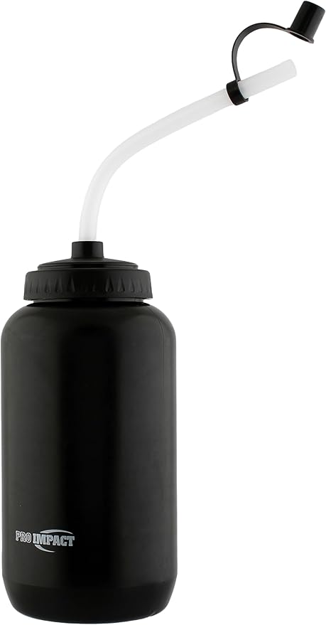 Pro Impact Squeezable Water Bottle Bendable Long Straw - LDPE BPA Free Plastic - Hydration for Baseball Hockey Gym MMA Yoga Boxing Cycling Softball Football Lacrosse (35.5 Oz.)