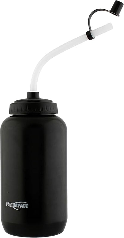 Pro Impact Squeezable Water Bottle Bendable Long Straw - LDPE BPA Free Plastic - Hydration for Baseball Hockey Gym MMA Yoga Boxing Cycling Softball Football Lacrosse (35.5 Oz.)
