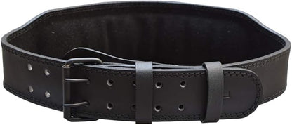 MRX Weight Lifting Belt Genuine Leather - 4 Inches Wide 8mm Thick Padded Lumbar Back Support Double Prong Powerlifting Belts Heavy Duty Deadlifts Workout Squats & Exercise Belt for Men & Women