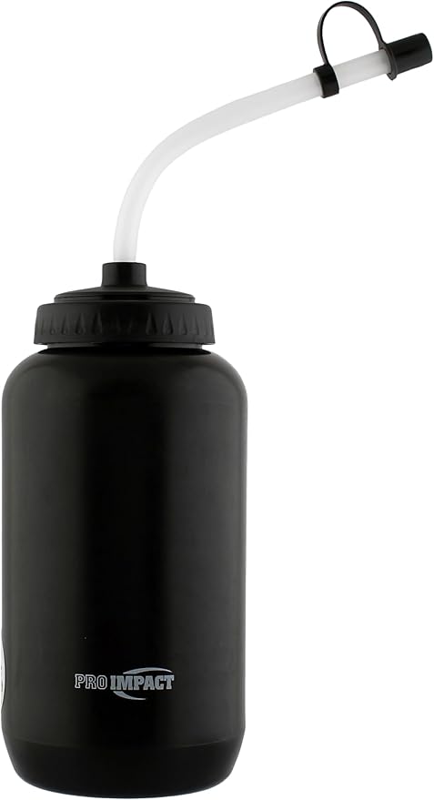 Pro Impact Squeezable Water Bottle Bendable Long Straw - LDPE BPA Free Plastic - Hydration for Baseball Hockey Gym MMA Yoga Boxing Cycling Softball Football Lacrosse (35.5 Oz.)