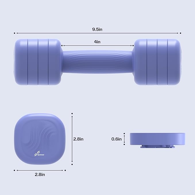 Adjustable Dumbbell Set of 2: Sportneer 4 in 1 Free Weights Dumbbells Set for Women, Hand Weights for Women at Home, Each 2lb 3lb 4lb 5lb Weights with Soft Rubber Handle for Home Gym Exercise Training
