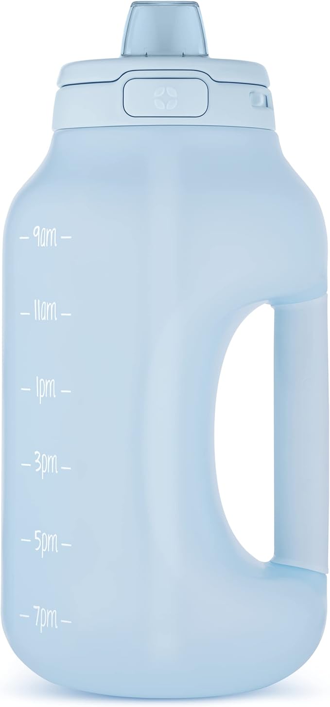 Ello Hydra 64oz Half Gallon Water Jug with Handle and Motivational Time Markers for All Day Hydration, Plastic Reusable Water Bottle with Straw and Locking, Leak Proof Lid, BPA Free