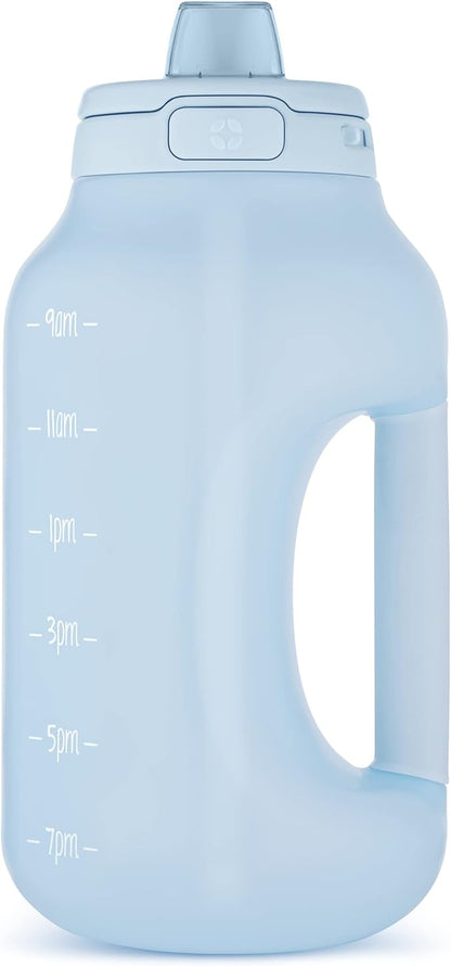 Ello Hydra 64oz Half Gallon Water Jug with Handle and Motivational Time Markers for All Day Hydration, Plastic Reusable Water Bottle with Straw and Locking, Leak Proof Lid, BPA Free