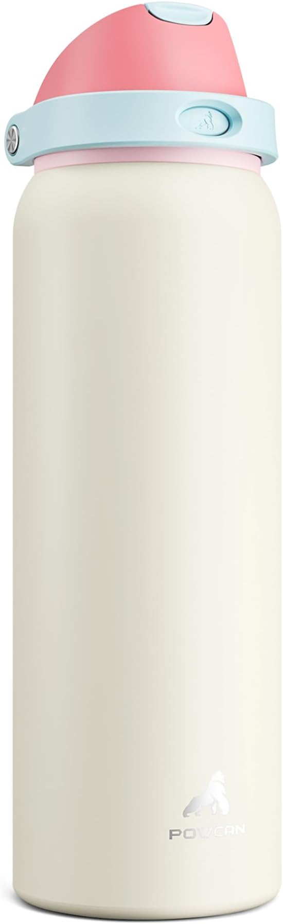 POWCAN 40 oz Large Water Bottle with Handle for Sports: Quick Open Straw and Spout Lid, Leakproof, Carry Handle, Vacuum Insulated Flask with straw for Hiking, Outdoors, Workout, Travel (Breezy Sunday)