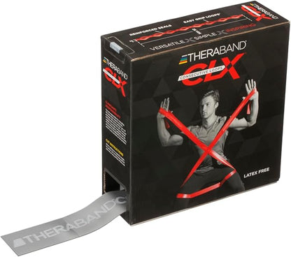 THERABAND CLX Resistance Band with Loops, Fitness Band for Home Exercise and Full Body Workouts, Portable Gym Equipment