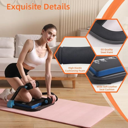 Ab Machine with Resistance Bands for Abdominal Exercise - 3 Levels Adjustable Sit-Up Exercise Equipment for Home Gym, Core & Full Body Workout