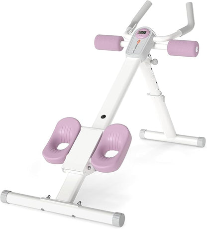 Goplus Adjustable Ab Trainer Machine, Foldable Ab Workout Equipment with Knee Protection, LCD Monitor, Home Gym Abdominal Trainer for Stomach Workout Core Strength Fitness