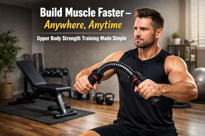 Arm Twister Power Trainer Adjustable Chest Expander Bar – Detachable Spring Arm Exerciser for Chest, Shoulders & Forearms – Upper Body Strength Trainer Home Gym Workout Equipment for Men & Women