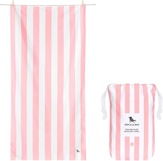 Dock & Bay Beach Towel - Quick Dry, Sand Free - Compact, Lightweight - 100% Recycled - Includes Bag - Set of 4 - Pretty in Pink, Extra Large (200x90cm, 78x35)