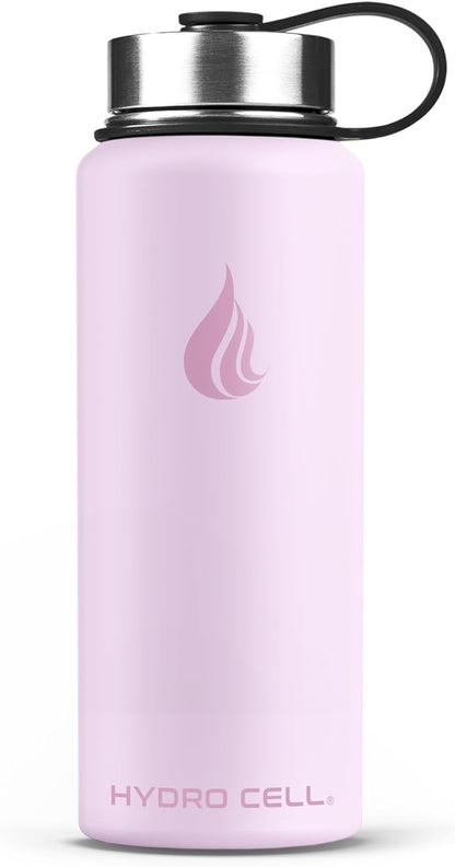 HYDRO CELL Stainless Steel Insulated Water Bottle with Straw - For Cold & Hot Drinks - Metal Vacuum Flask with Screw Cap and Modern Leakproof Sport Thermos for Adults (Pink 18oz)