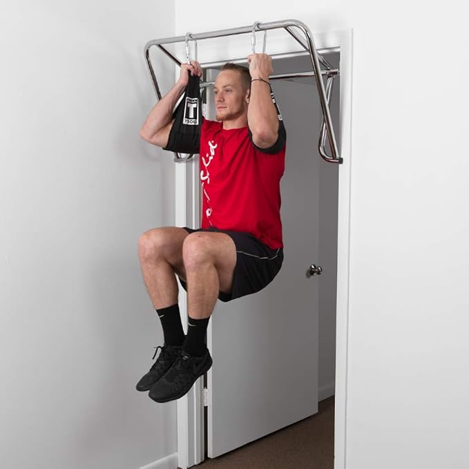 Body-Solid Adjustable Doorway Pull Up Bar, Chin Up Bar for Door Frame, Strength Training Pull-Up Bars, Secure Door Mount, Exercise Bar with 300lbs Capacity for Home Gym