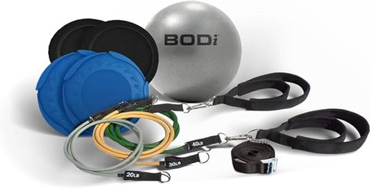 Track Pilates Home Workout Kit – Full-Body Resistance Band System with Door Anchor, Pilates Straps, Core Ball & Slides with Booties – Strength Training & Core Sculpting Set, At-Home Fitness Equipment