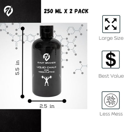Liquid Chalk, Mess Free Gym Chalk for Weightlifting, Gymnastics, Rock Climbing, Dancing. Sweat Resistant and Long Lasting for Stronger Grip. Package May Vary.