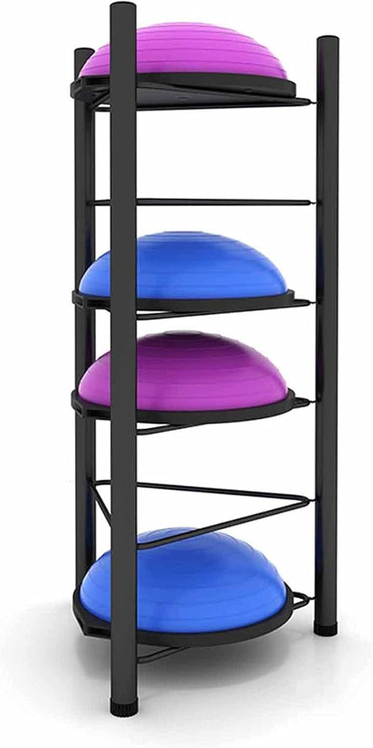 Indoor Balls Display Stand Home Fitness Gym/Workout Room Balance Ball Trainer Storage Rack Stand, Floor Standing Half Yoga Exercise Ball for Garage Organizer, No Ball