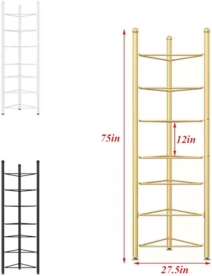 3/5/6/7 Tier Floor Stand Storage Organizer Exercise Half Balance Ball Storage Rack, Home Gym Workout Equipment for Bosu Slam Bowling Medicine Balls(White,7 Layer - 75in)