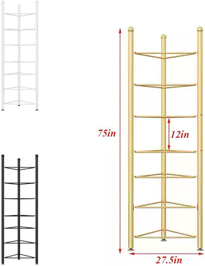 3/5/6/7 Tier Floor Stand Storage Organizer Exercise Half Balance Ball Storage Rack, Home Gym Workout Equipment for Bosu Slam Bowling Medicine Balls(Gold,7 Layer - 75in)