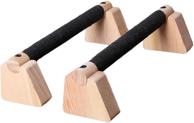 2Pcs Wood Push Up Bars for Adults, Non-Slip Base Parallettes for Strength Training, Planks, Calisthenics, Home Workout Equipment- 25CM