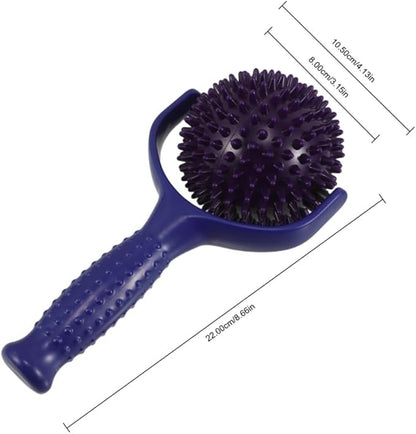 HOMSFOU Large Spiky Ball Massage Stick for Muscle Relief, Handheld Mobility Yoga Roller Blue and Purple Colors, Trigger Point Therapy Tool for Back, Shoulders, Thighs, and Calves, Fitness
