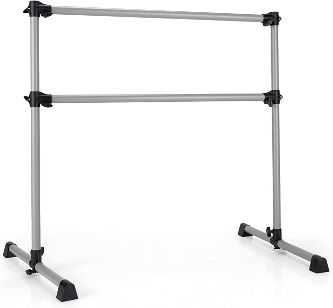 Goplus 4 FT Height Adjustable Ballet Bar, Double Portable Ballet Barre, Freestanding Dance Bar, Fitness Exercise Equipment for Home Gym School, Barre Bar for Kids & Adults