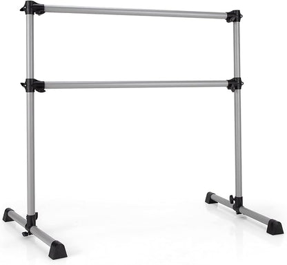 Goplus 4 FT Height Adjustable Ballet Bar, Double Portable Ballet Barre, Freestanding Dance Bar, Fitness Exercise Equipment for Home Gym School, Barre Bar for Kids & Adults