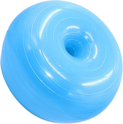 Exercise Donut Yoga Ball PVC Anti-Burst Stability Ball with Air Pump, Thickened Half Fitness Trainer for Core Balance and Stretching at Home (Light Blue)